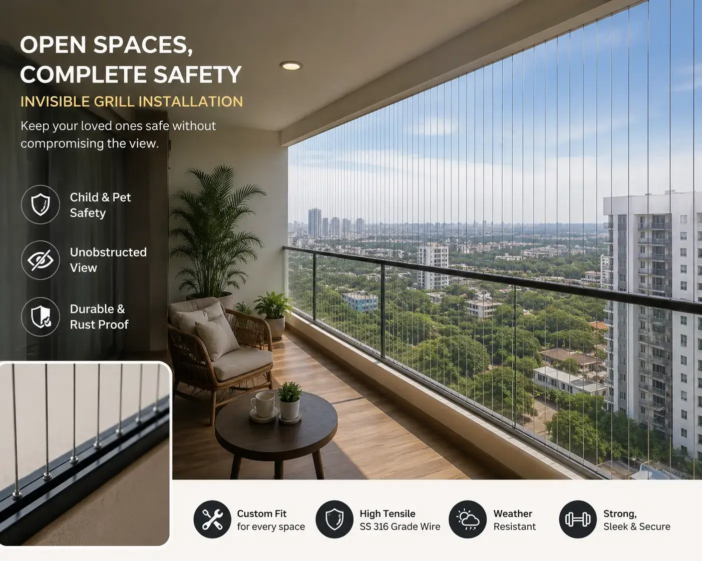Invisible Grills Installation in Bhubaneswar